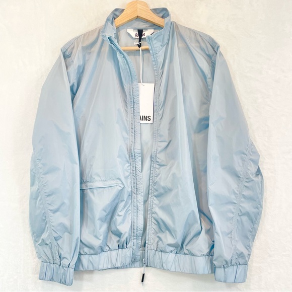 Rains Track Jacket Windbreaker Unisex Sky Blue Size Small Womens Mens NWOT - Picture 9 of 16